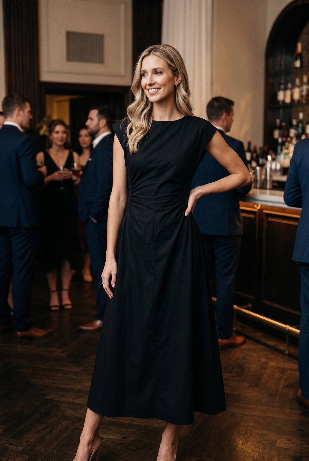 Ruched Waist Midi Dress