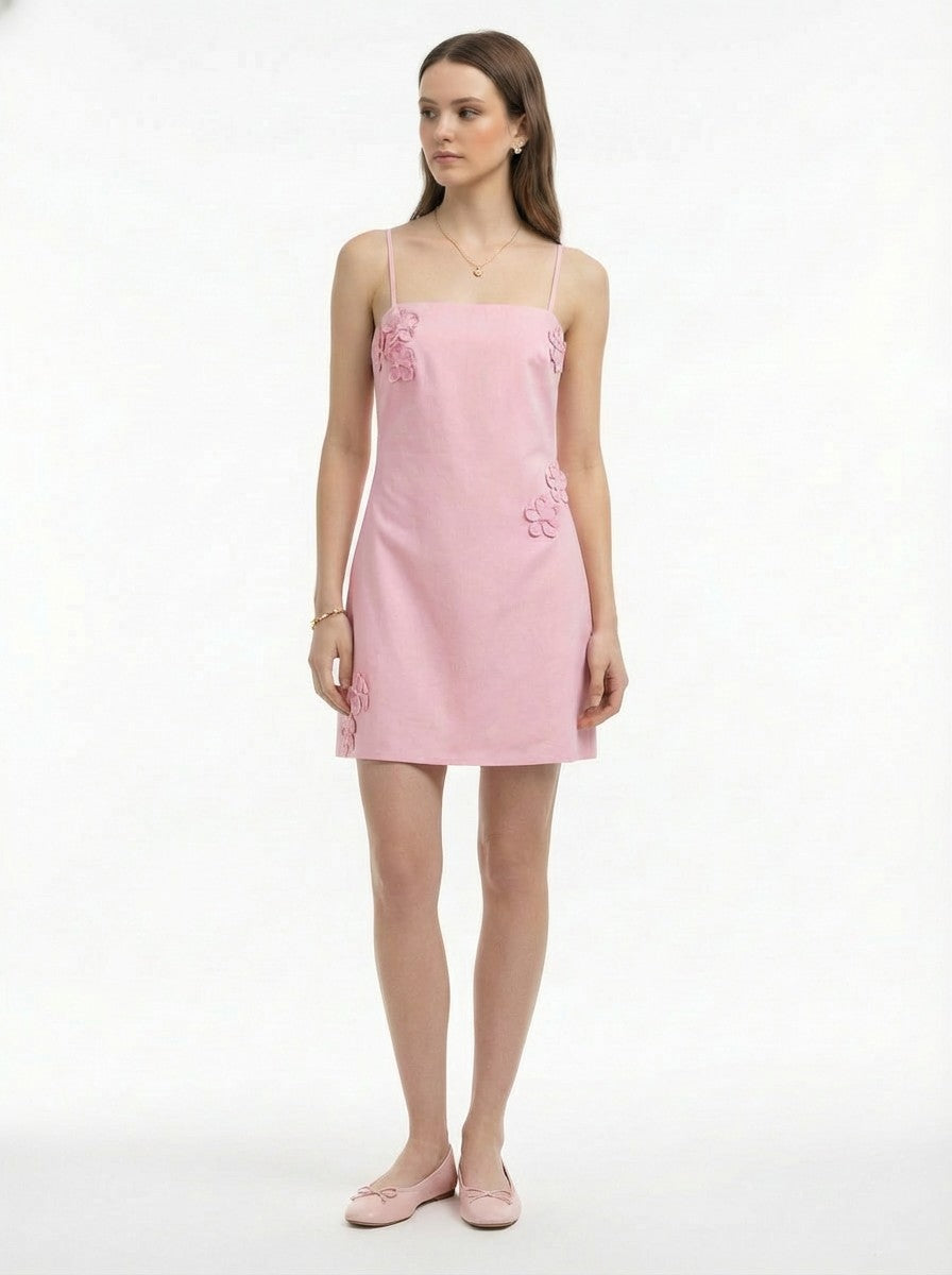 Blush Floral Appliqué Mini Dress