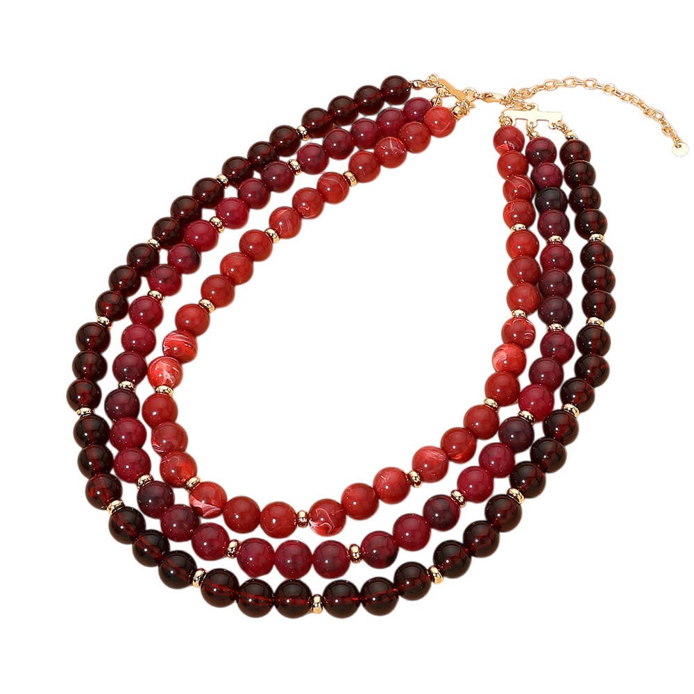 Triple Strand Beaded Statement Necklace