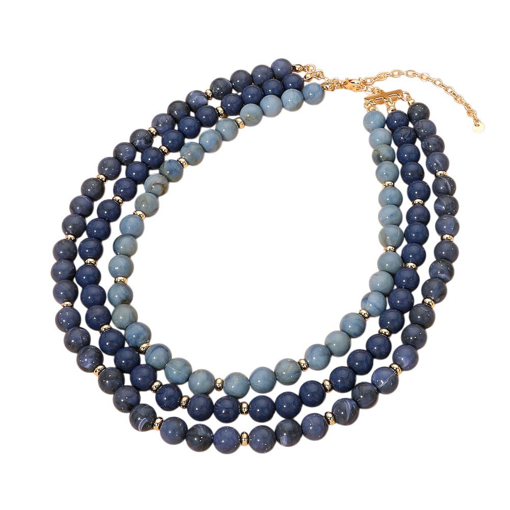Triple Strand Beaded Statement Necklace