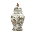 Brown & White Landscape Chinoiserie Ginger Jar 14"