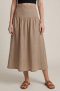 Taupe Textured Midi Skirt