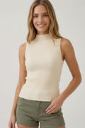 Ribbed Mock Neck Sweater Tank
