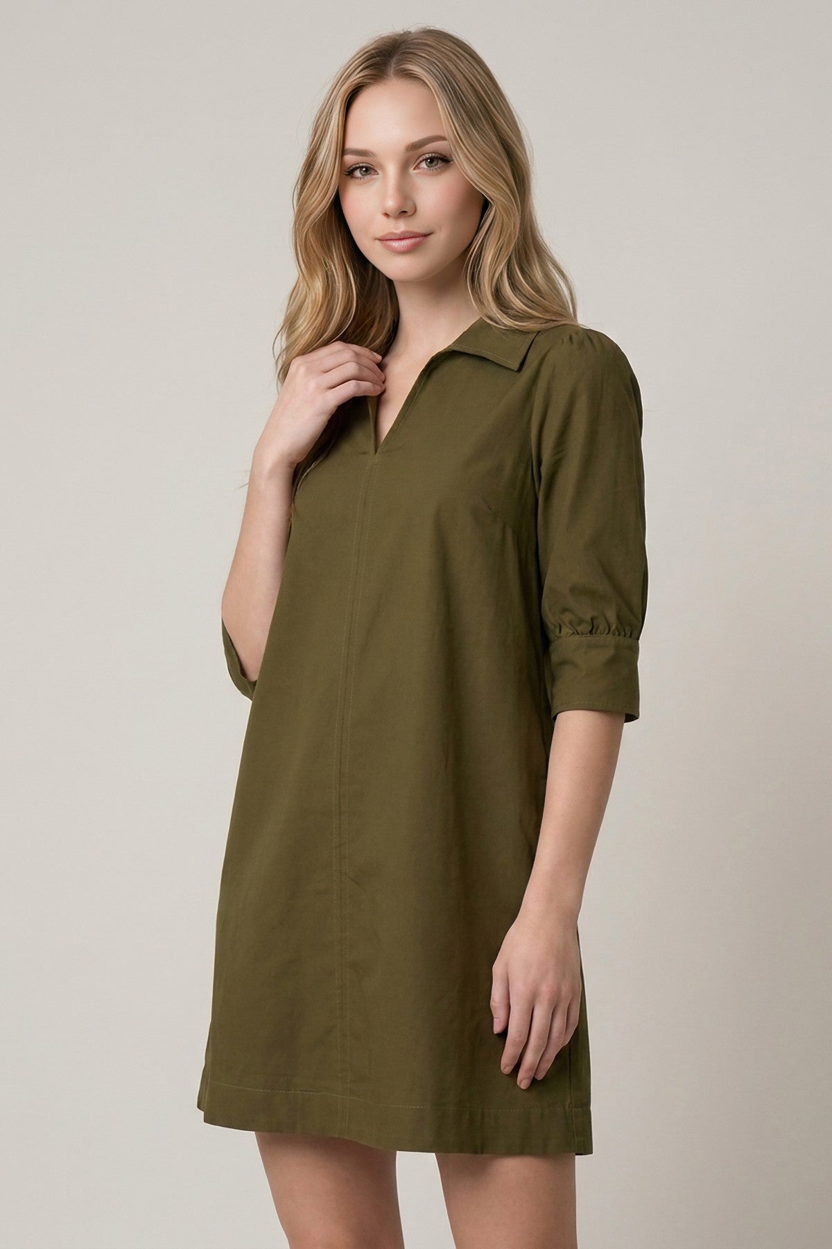 Olive Collared Shift Dress