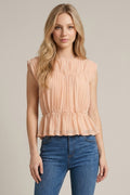 Blush Pleated Peplum Top