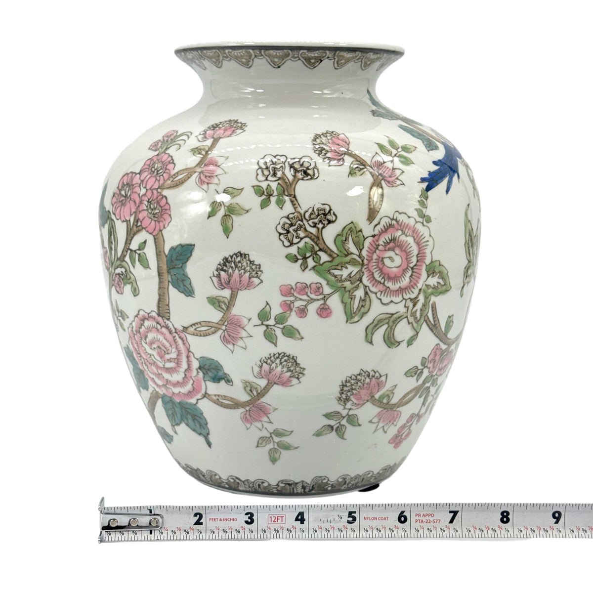 Multicolor Parrot Ceramic Chinoiserie Vase 10"