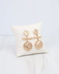 Gold Textured Double Disc Drop Earrings