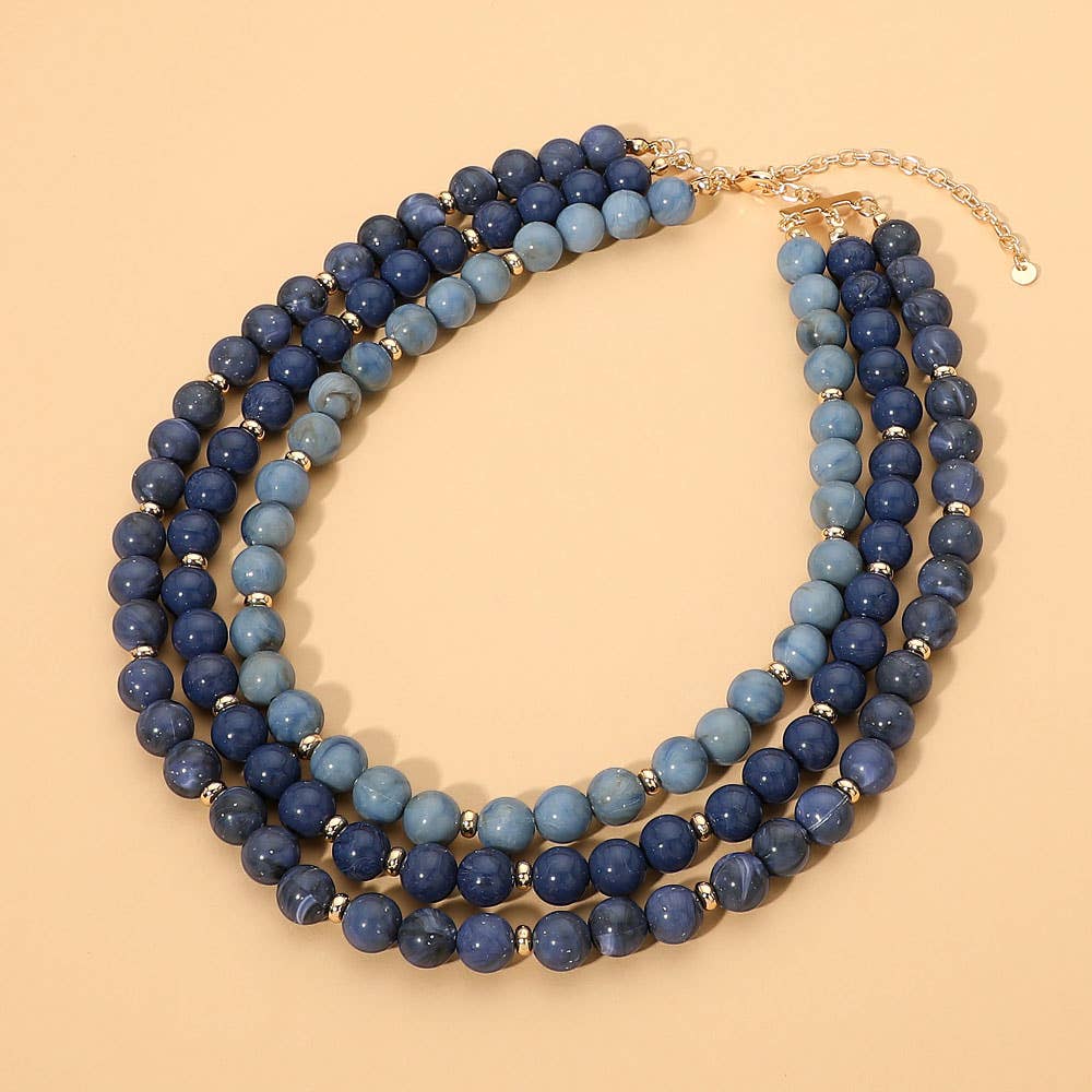 Triple Strand Beaded Statement Necklace