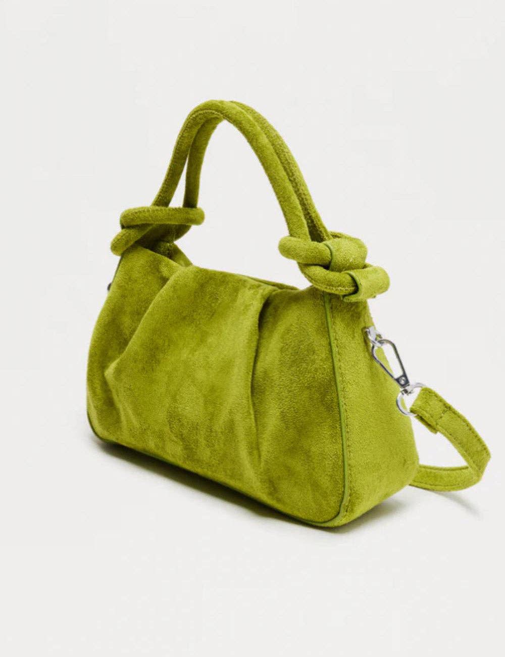 Faux Suede Knot Handle Handbag