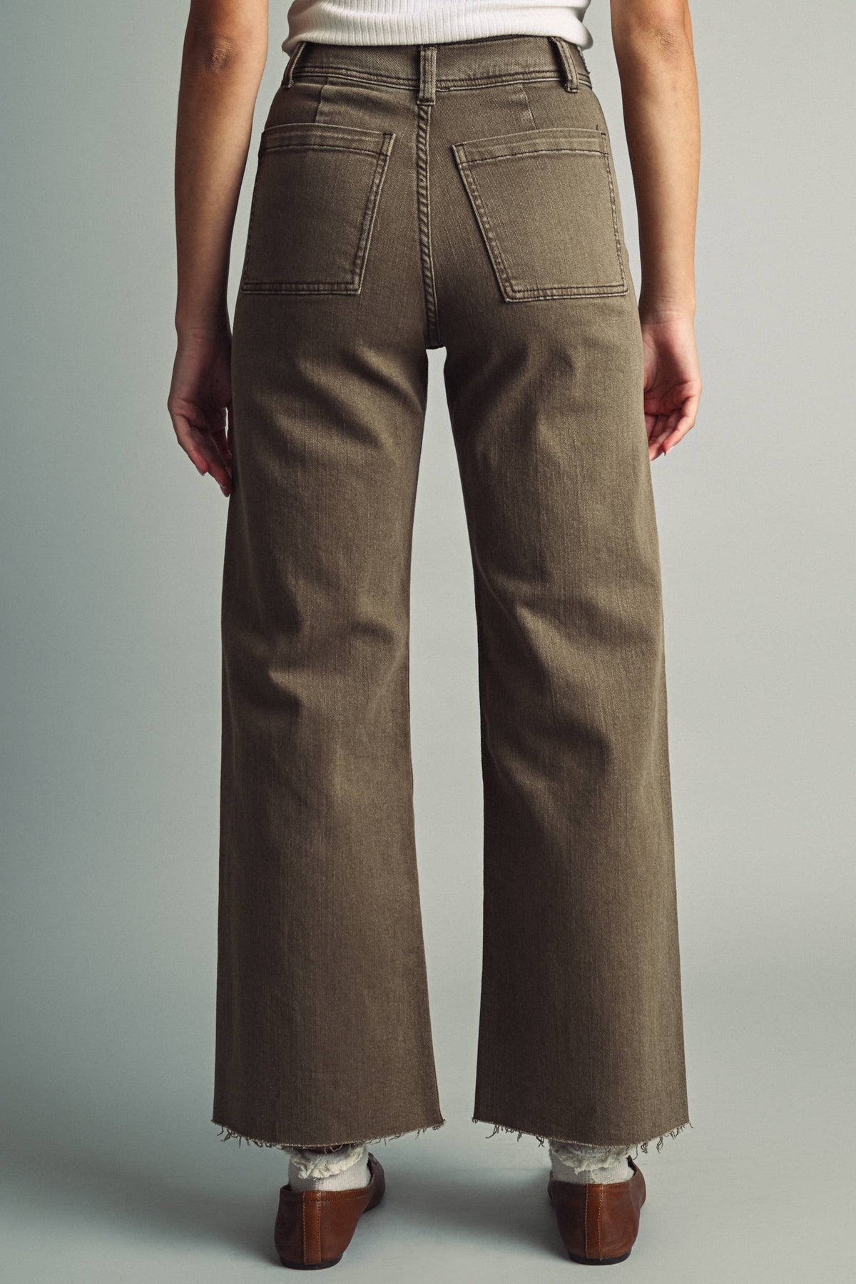 STRAIGHT WIDE LEG PANTS WITH FRONT POCKET