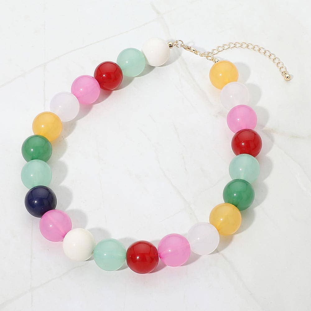 SECRET BOX_Bold Chunky Round Beaded Statement Necklace