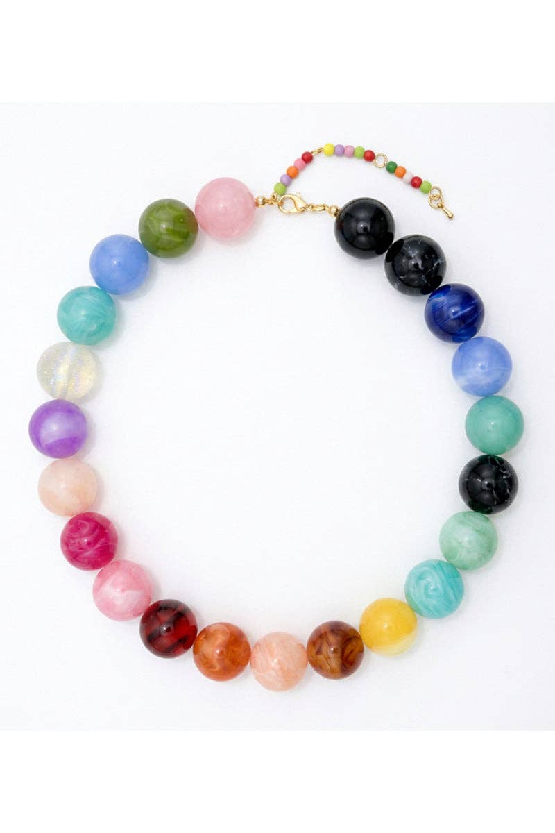 Multi-Tone Beaded Drop Pendant Necklace