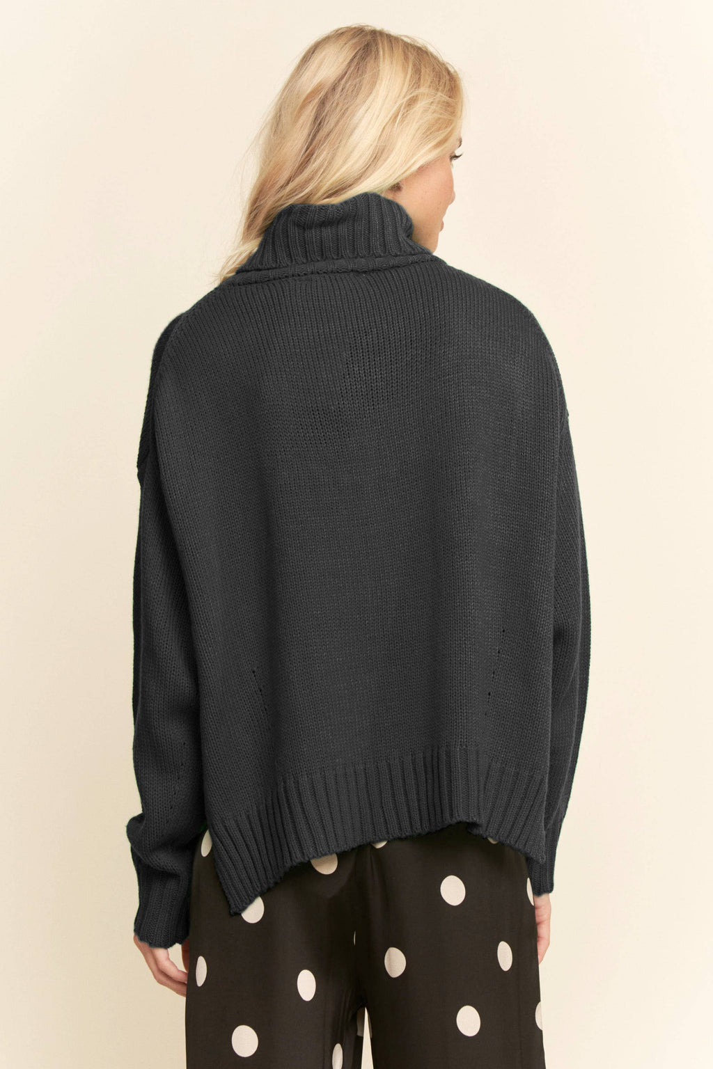Turtleneck Side Slit Loose Knit Sweater