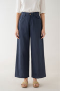 Navy Wide Leg Trousers