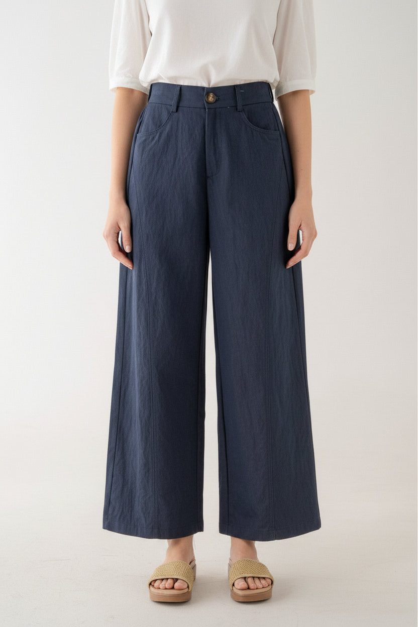 Navy Wide Leg Trousers