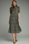 Midnight Botanical Midi Dress