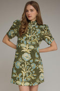 Olive & Blue Botanical Mini Dress