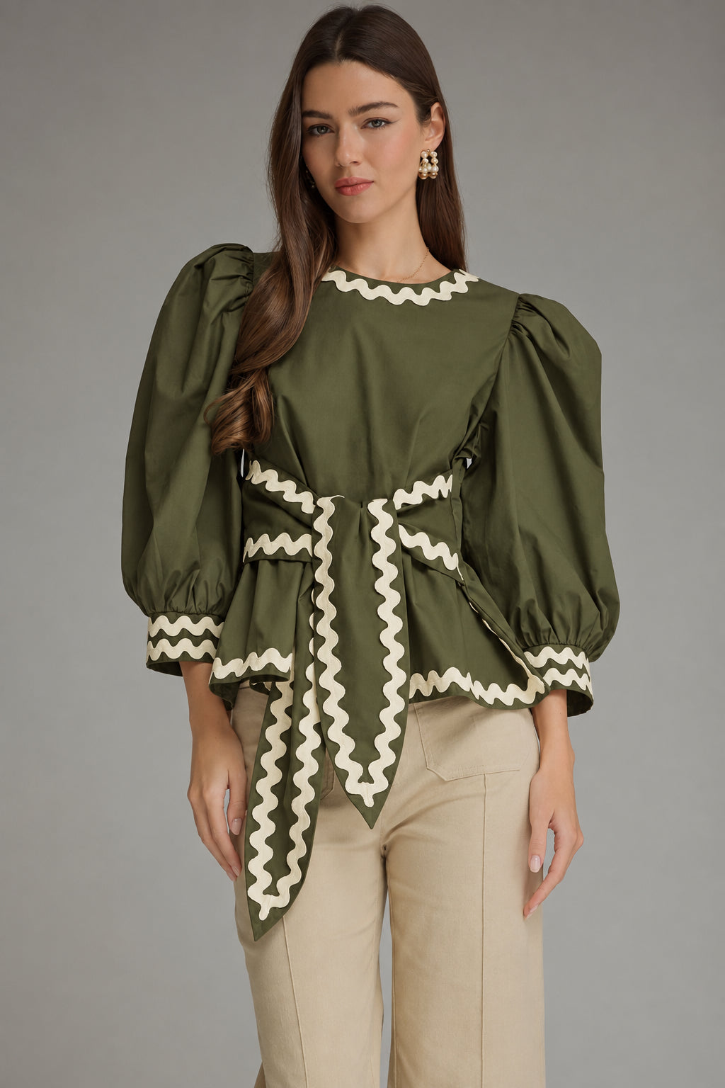 Olive Green Long Sleeve Utility Top