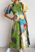 Floral Patchwork Midi Dress