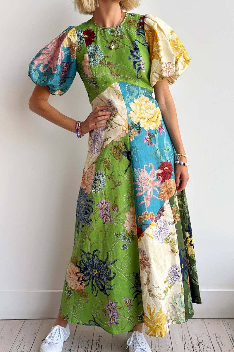 Floral Patchwork Midi Dress