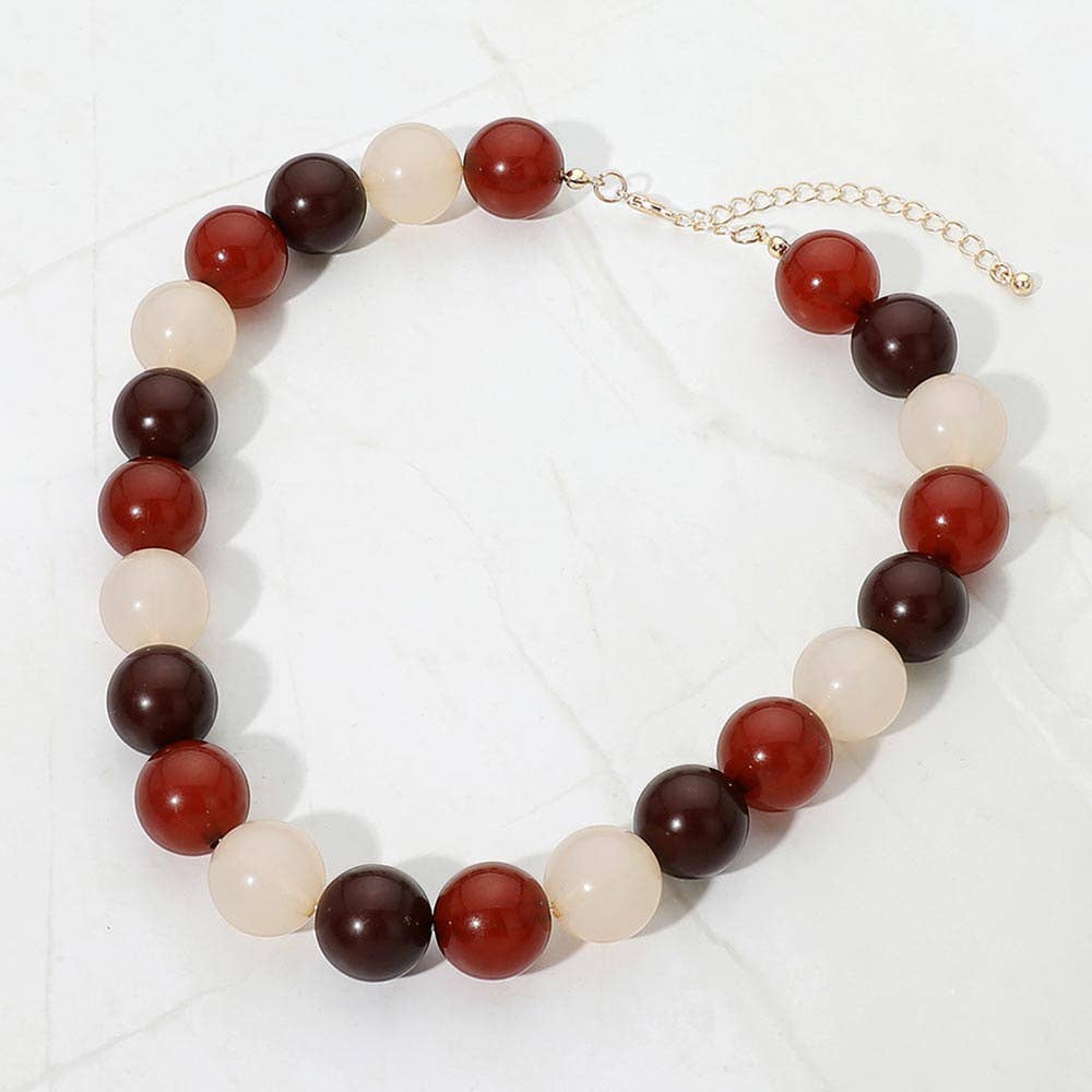 SECRET BOX_Bold Chunky Round Beaded Statement Necklace