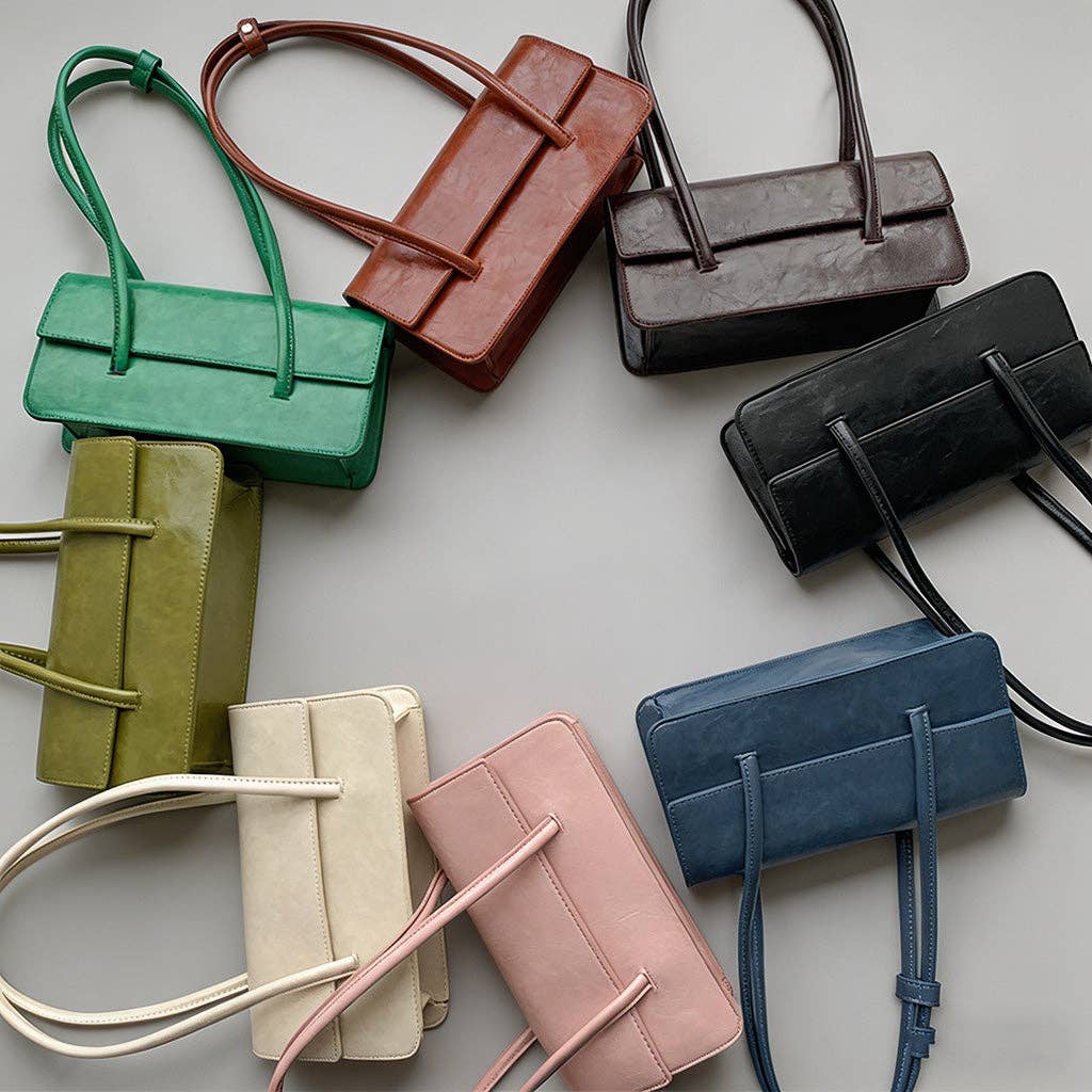 Sleek Structured Faux Shoulder Bag