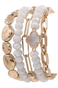 Beaded Clover Accent Jewelry Set Bracelet