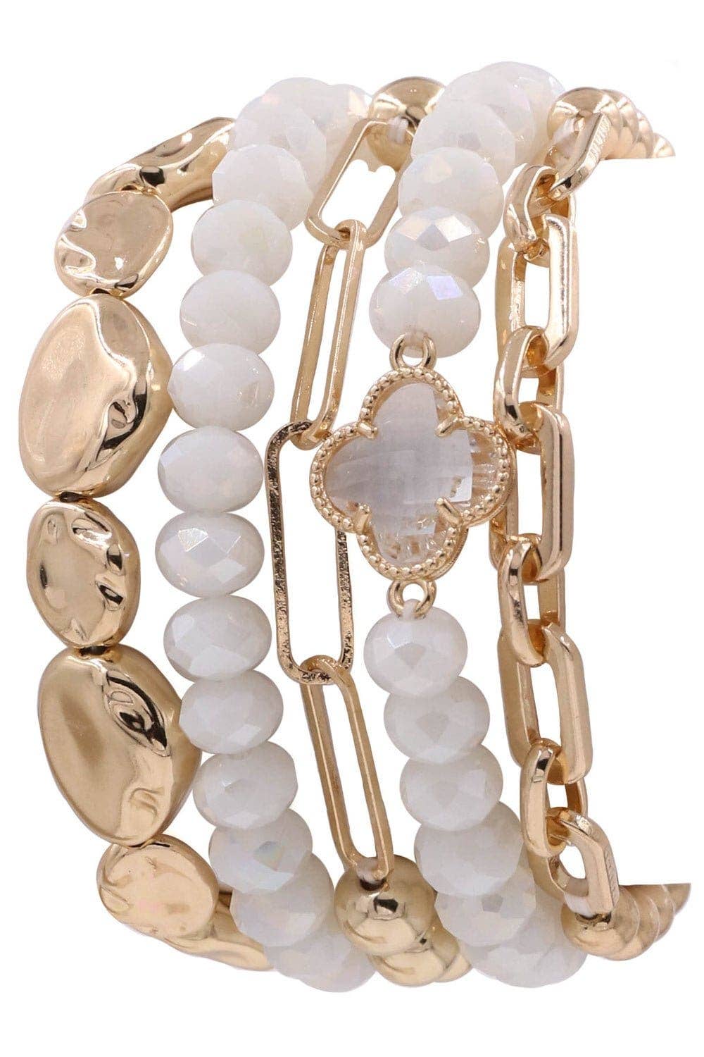 Beaded Clover Accent Jewelry Set Bracelet