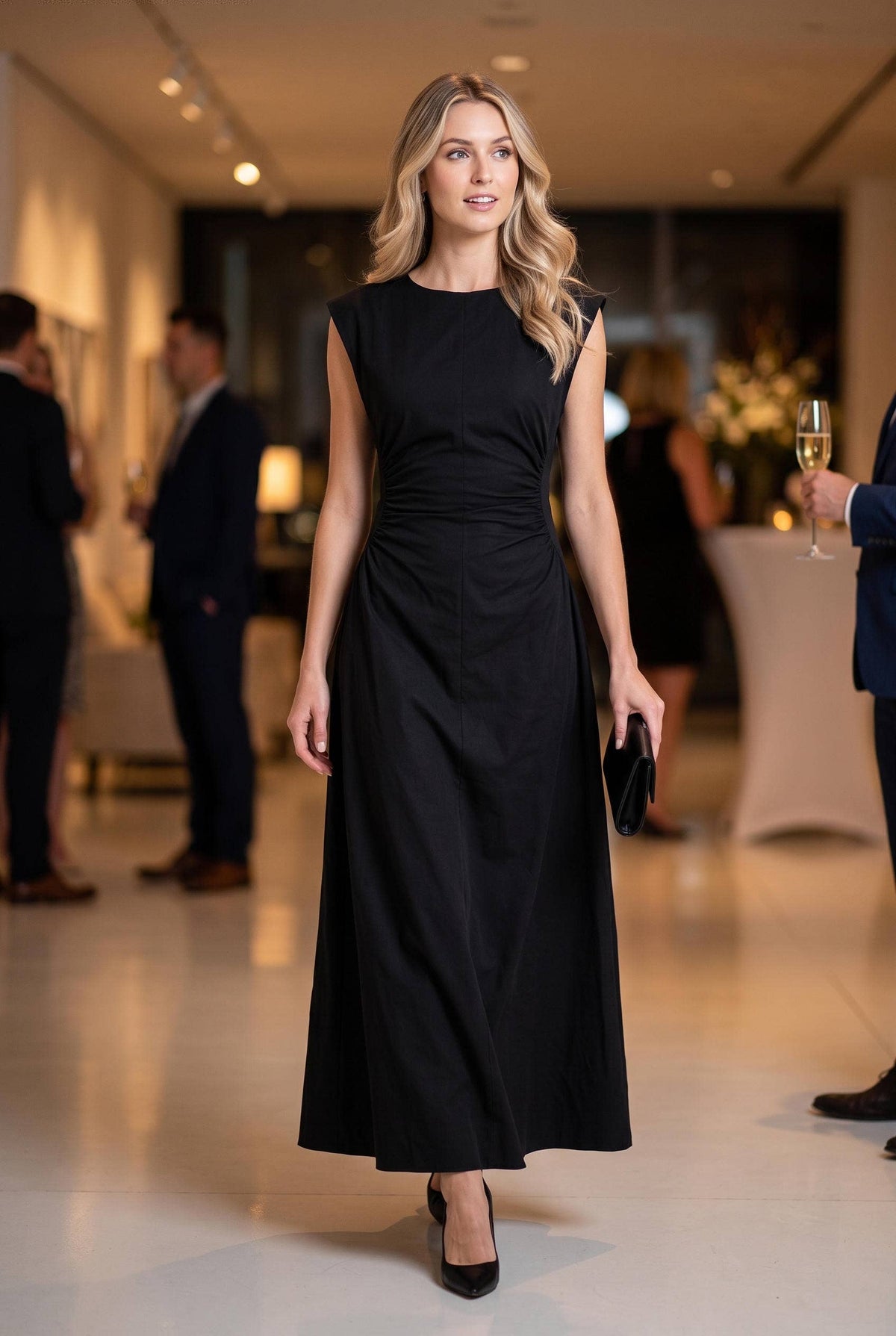 Ruched Waist Midi Dress