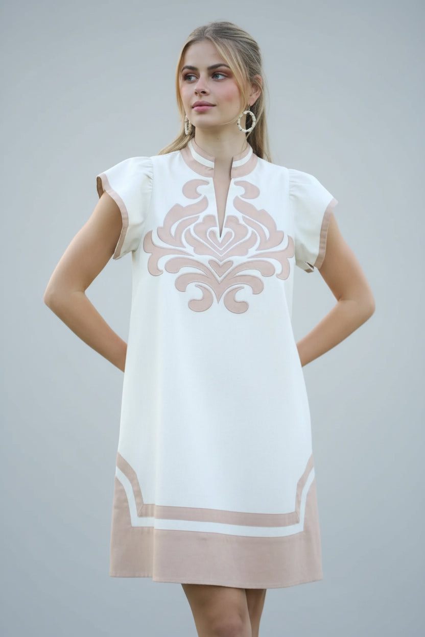 Blush Embroidered Shift Dress