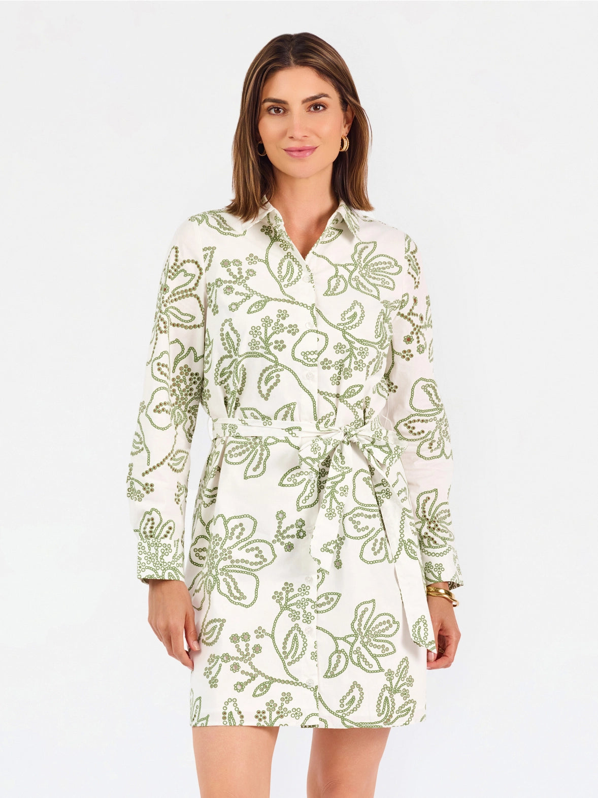Green Stitched Mini Dress