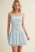 Powder Blue Lace Trim Mini Dress