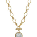 Pearl Toggle Statement Necklace and Earings