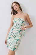 Peacock Garden Strapless Mini Dress