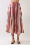 Sunset Stripe Pleated Midi Skirt