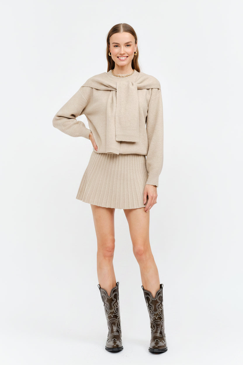 Oatmeal Layered Look Sweater